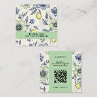 Boho Watercolor Wildflower Thank you card Fyrkantigt Visitkort