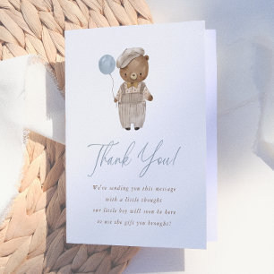 Boho Watercolor Woodland Bear Könsbestämning Tack Kort