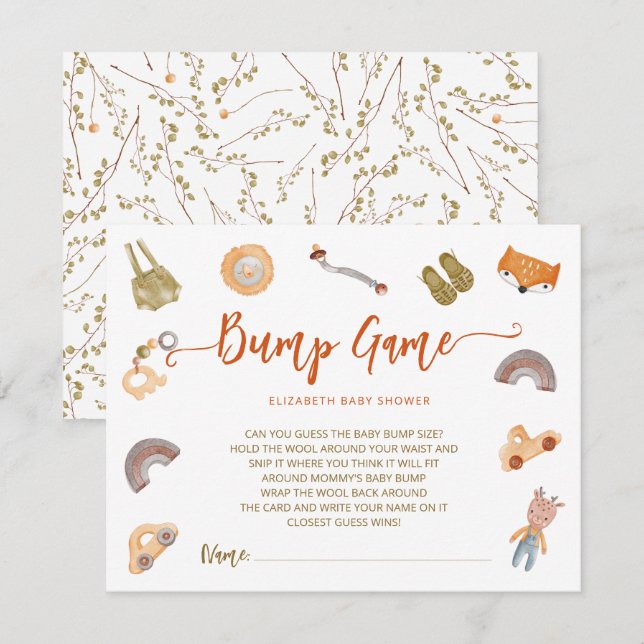 Boho Waterolor Baby Shower Bump Game-kuvert Tilläggskort (Fram/baksida)