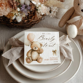 Boho We Can Bearly Wait Teddy Bear Baby Shower Pappersservett
