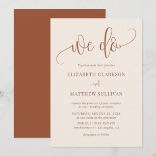 Boho We do Modern Calligraphy Terracotta Bröllop Inbjudningar