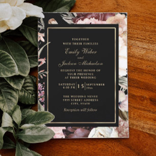Boho Wedding Burgundy Blush Pink Cream Black Inbjudningar