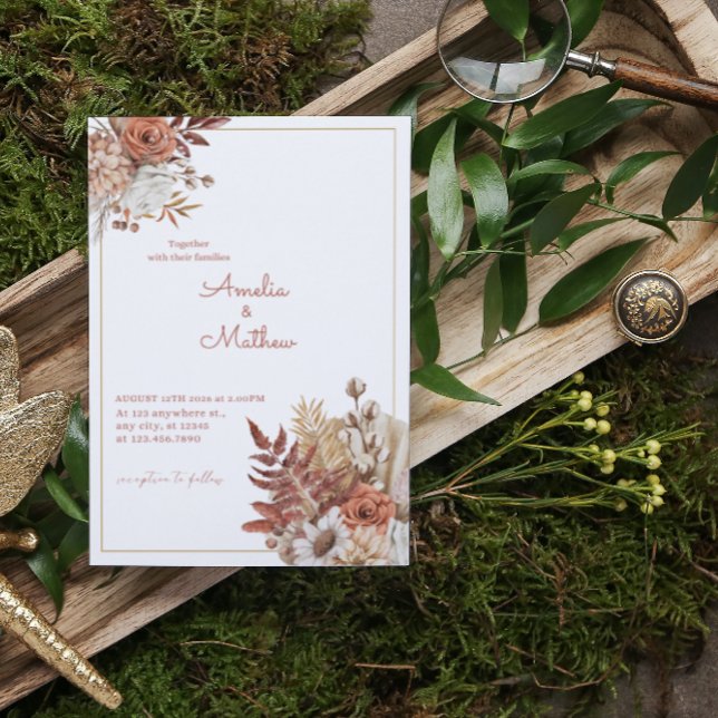 Boho Wedding-inbjudningsmall Inbjudningar (Skapare uppladdad)