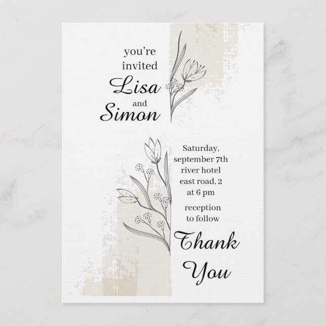 boho wedding invitation inbjudningar (Framsida)