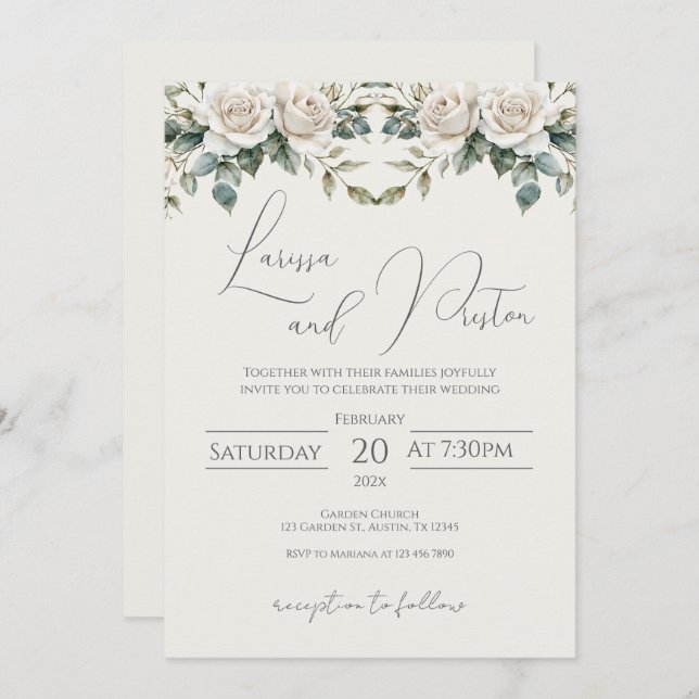 Boho Wedding Invitation Inbjudningar (Fram/baksida)