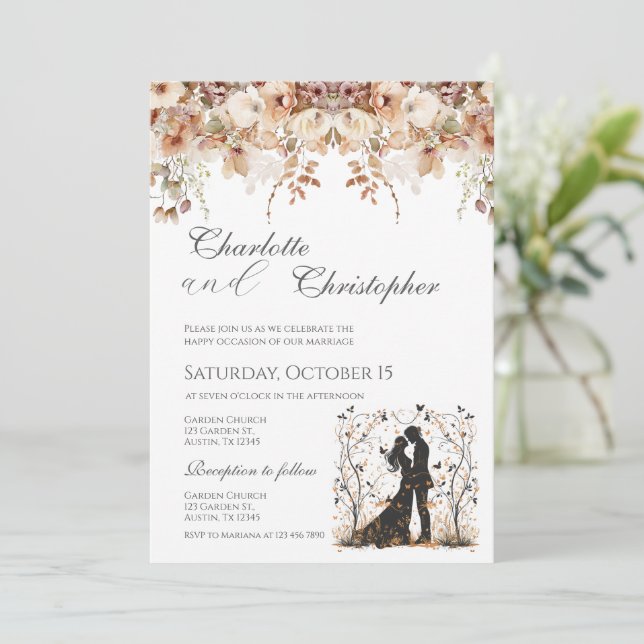 Boho Wedding Invitation Inbjudningar (Stående Fram)