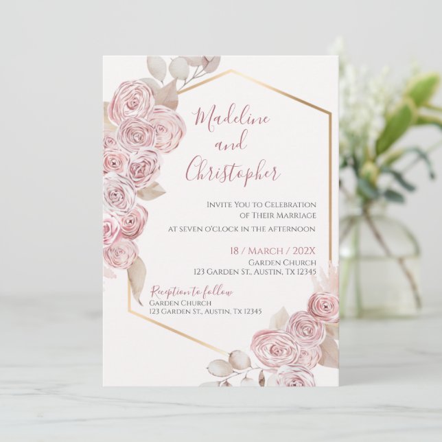 Boho Wedding Invitation Inbjudningar (Stående Fram)
