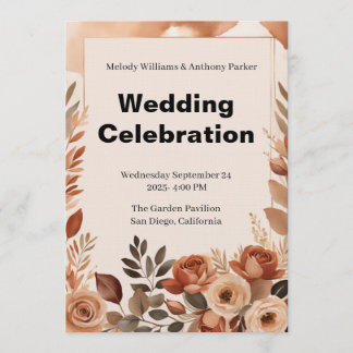 Boho Wedding Invitation | Terracotta Pampas Grass Inbjudningar