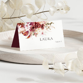 Boho Wedding Place Card – Burgundy & Blush Placeringskort