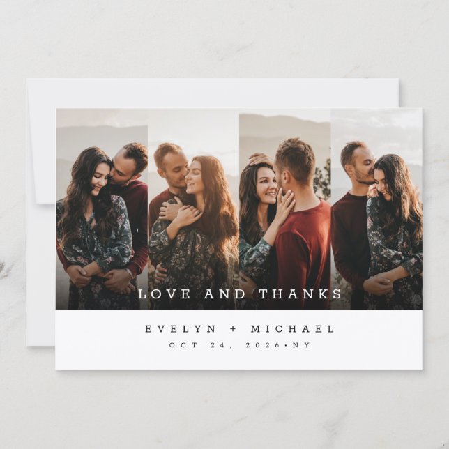 Boho Wedding Thank You Photo Collage Card Tack Kort (Framsida)