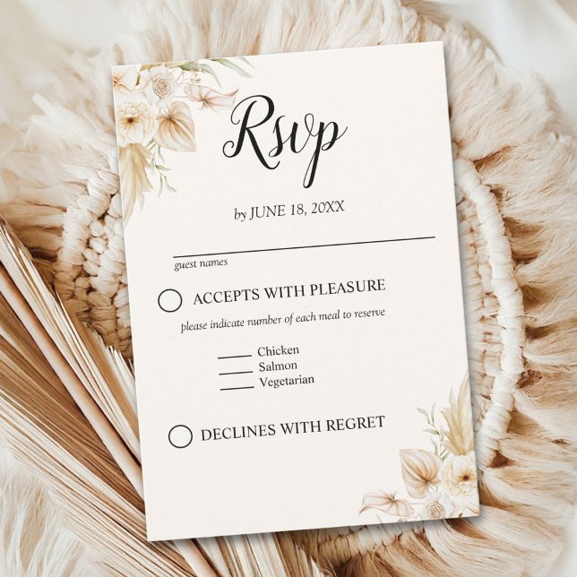 Boho Wedding with Beige and Yellow Flowers OSA Kort (Skapare uppladdad)