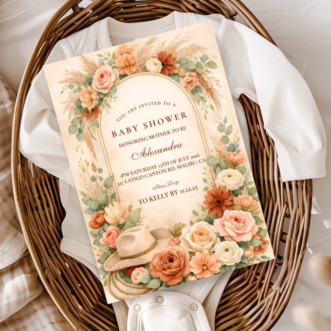 Boho Western Blommig Bebis Shower Inbjudningar (Skapare uppladdad)
