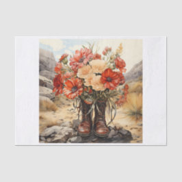 Boho Western Boots Blommigt Bouquet for Decoupage