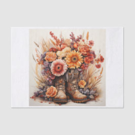 Boho Western Boots Blommigt Bouquet for Decoupage