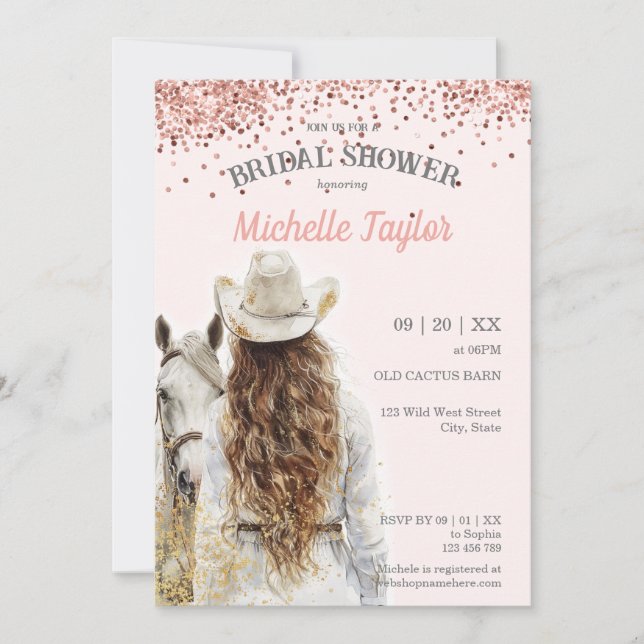 Boho Western Bride Vilda western Cowgirl Inbjudningar (Framsida)