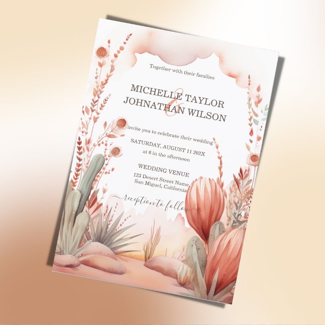 Boho Western Canyon Mexican Cactus Desert Inbjudningar (boho mexican desert weding)