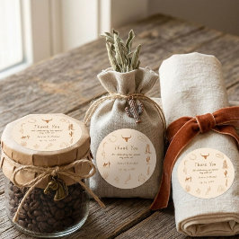 Boho Western Cowboy Illustration Bröllop Fyrkantigt Klistermärke