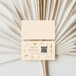 Boho Western Cowboy Illustration Wedding Scan Me  Tilläggskort