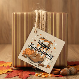 Boho Western Cowboy Stövlar Autumn Friendsgiving Gåvor Etiketter