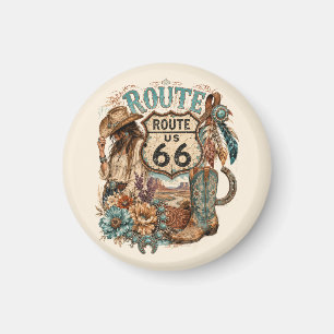 Boho Western Cowgirl Mother Road- present Magnet