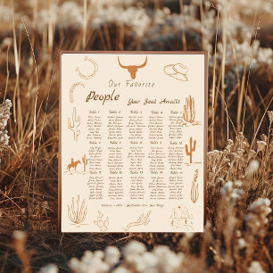 Boho Western Favorite People Bröllop-sätesdiagram Poster