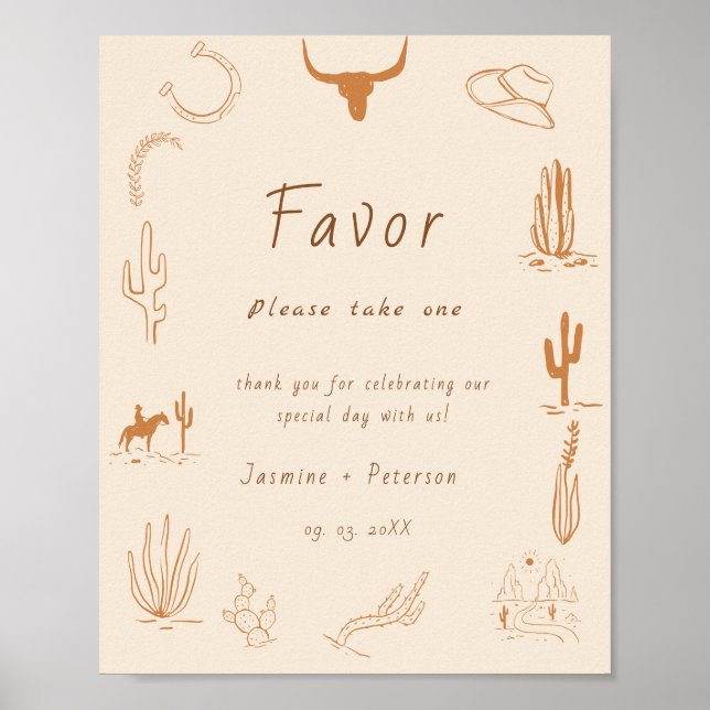 Boho Western Favorite People Wedding Favor sign Poster (Framsidan)