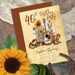 Boho Western Guitar Sunwers 40:e födelsedagen Part Inbjudningar<br><div class="desc">Vi presenterar vår förtjusande Boho Western Guitar och Solblommor Födelsedagsfest inbjudan! Få redot att anamma den rustiska charmen och fria vibes från ett firande som kombinerar det bästa av bohemisk och western estetik. Den här fängslande designen är en perfekt för dem som vill ha en unik och minnesvärd födelsedagsupplevelse. I...</div>