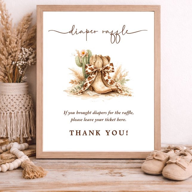 Boho Western Neutral Baby Shower Blöja Lotteri Poster (Skapare uppladdad)