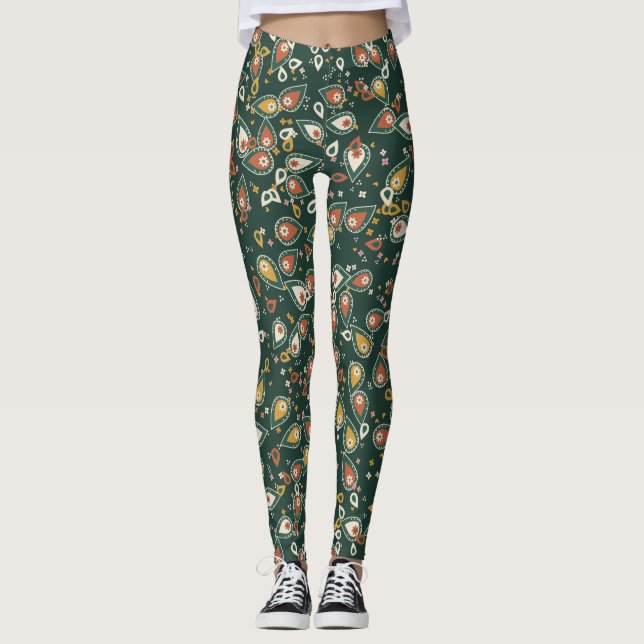 Boho Western Paisley Leggings (Framsida)