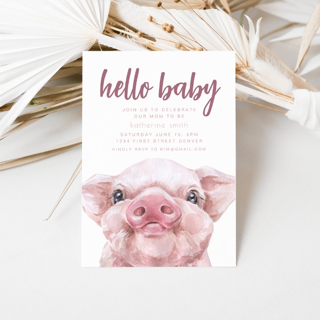 Boho Western Piggy Theme Baby Shower-inbjudan Inbjudningar (Skapare uppladdad)
