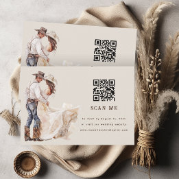 Boho Western Ranch Bröllop QR-kod OSA kort