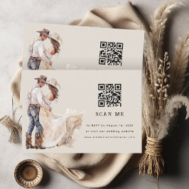 Boho Western Ranch Bröllop QR-kod OSA kort