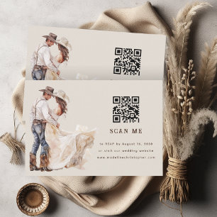 Boho Western Ranch Bröllop QR-kod OSA kort