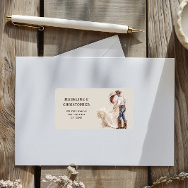 Boho Western Ranch Bröllopsreturadress Adressetikett