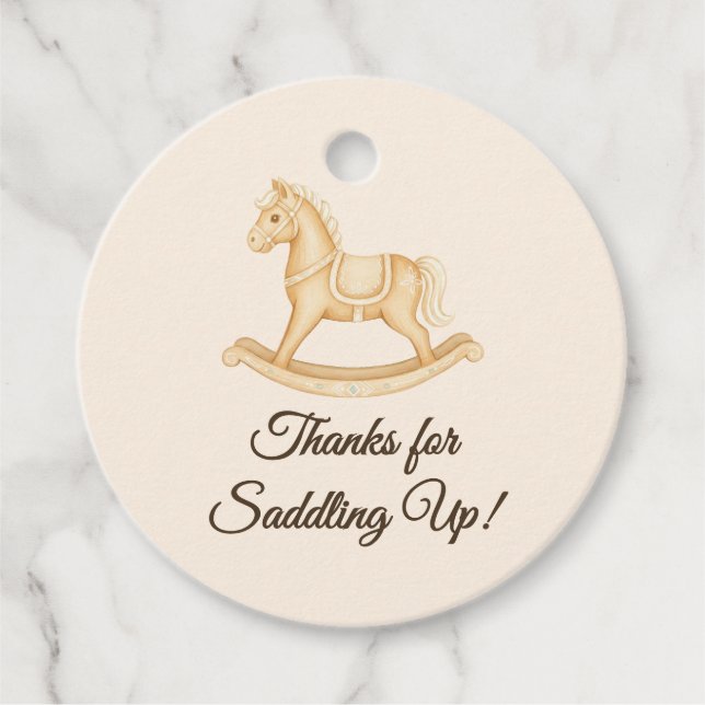 Boho Western Rocking Horse Baby Shower Gåvor Etiketter (Framsida)