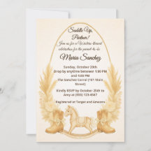Boho Western Rocking Horse Baby Shower-inbjudan