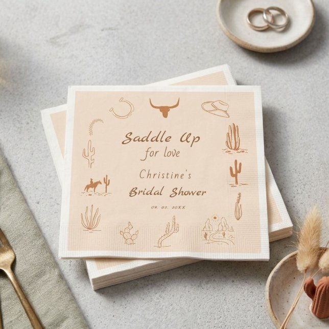 Boho Western Saddle up Cowboy Bröllopsdusch Pappersservett (Skapare uppladdad)
