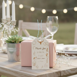 Boho Western Saddle up Cowboy Bröllopsdusch Presentetikett