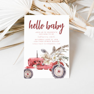 Boho Western Tractor Theme Baby Shower-inbjudan Inbjudningar