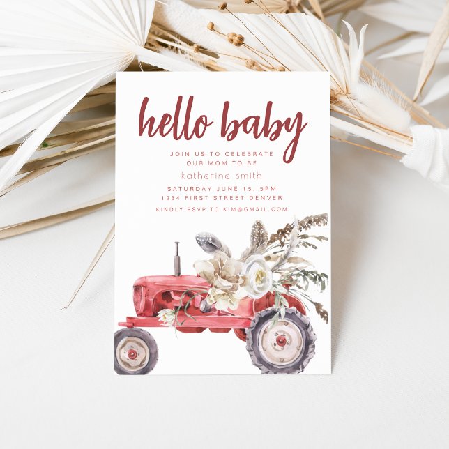 Boho Western Tractor Theme Baby Shower-inbjudan Inbjudningar (Skapare uppladdad)