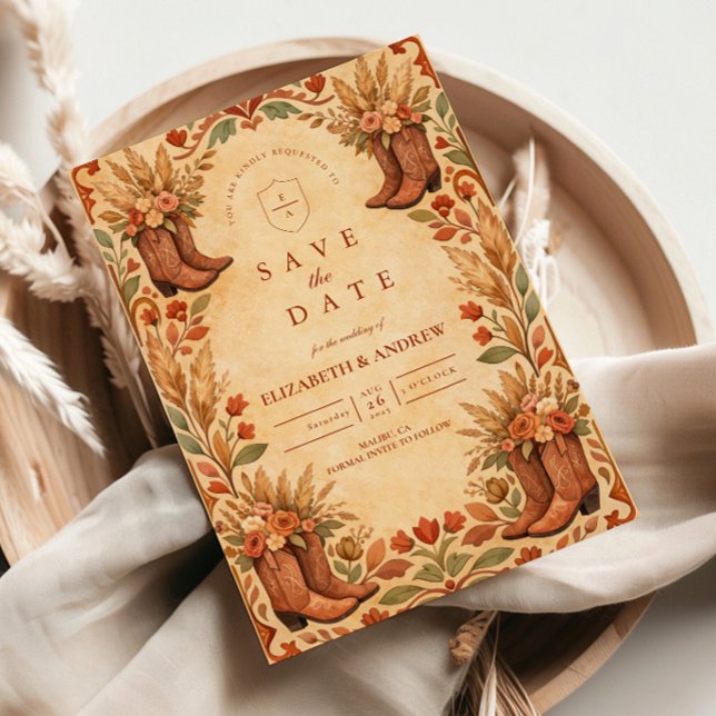 Boho Western Trädgård Bröllop Spara Datumet (Skapare uppladdad)