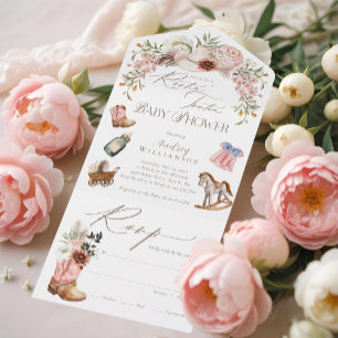 Boho Western Watercolor Little Cowgirl Baby Shower