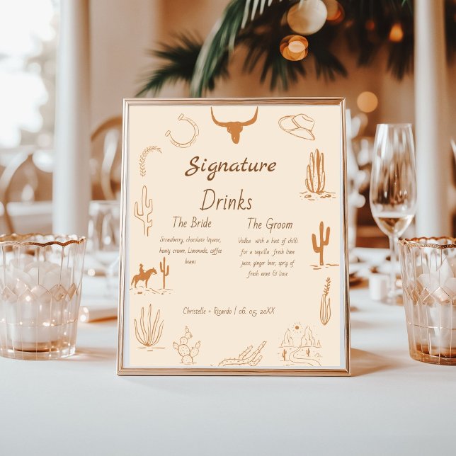 Boho Westerna bröllop pub-menyn, drick bröllop Pos Poster (Skapare uppladdad)