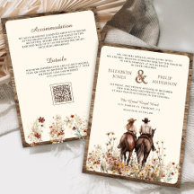 Boho Westernpar Ridning Häst QR-kod Bröllop