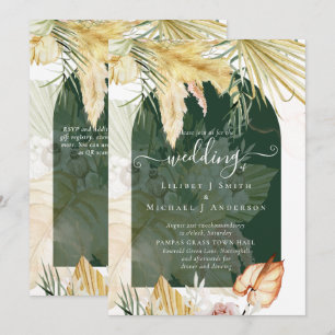 BOHO Wheat Pampas Grass Bröllop Inbjudningar