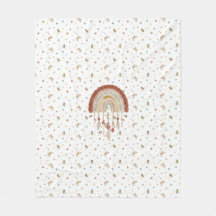 Boho Whimsical Bie & Earthy Regnbåge Baby Fleecefi