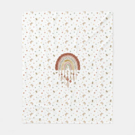 Boho Whimsical Bie & Earthy Regnbåge Baby Fleecefi Fleecefilt
