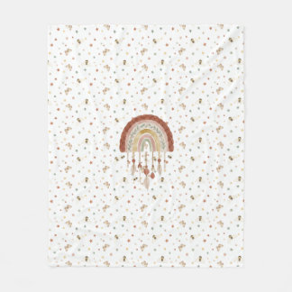 Boho Whimsical Bie & Earthy Regnbåge Baby Fleecefi Fleecefilt