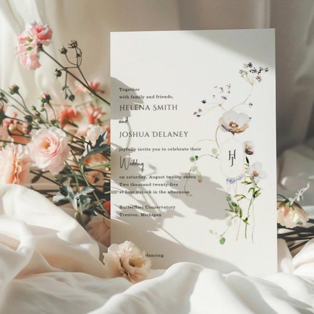 Boho Whimsical Blommigt bröllopsinbjudan - Elegant Inbjudningar (Skapare uppladdad)