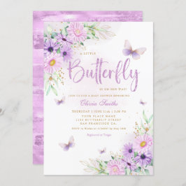 Boho Whimsical Blommigt Butterfly Girl Baby Shower Inbjudningar